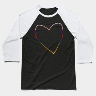 Unconventional Rainbow Heart Outline Baseball T-Shirt